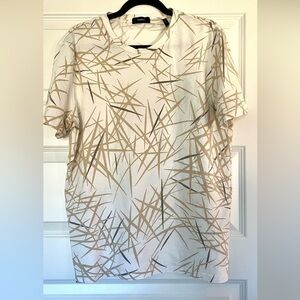 Theory Print Men's White & Cream T-Shirt Size L